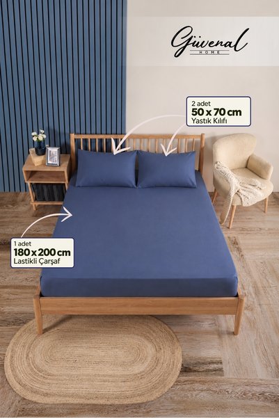 Güvenal Vita | 100% Cotton Double-Size 3-Piece Fitted Sheet Set | | Pillowcas...