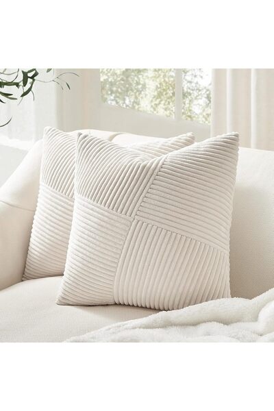 Generic 2-Pcs Corduroy Cushion Cover, Patchwork Pinwheel Design Pillowcase, S...