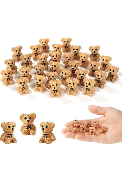 Generic Mini Resin Teddy Bear Figurines, Tiny Cute Miniature Bears for Fairy ...