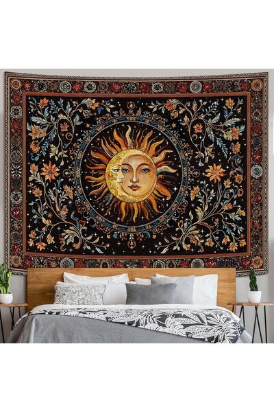 Generic Vintage Sun and Moon Tapestry Hippie Indie Boho Floral Wall Tapestry ...