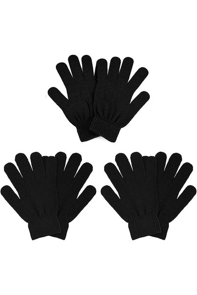 Generic 3 Pairs Winter Magic Gloves Adults Warm Stretchy Unisex Black Gloves ...