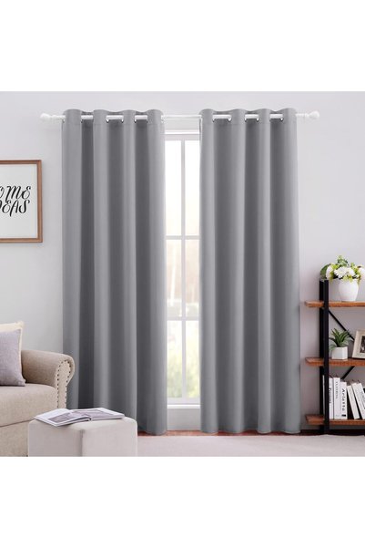 Generic Blackout Curtains for Bedroom 52 X 96 Inch Long 2 Panels Set Light Gr...