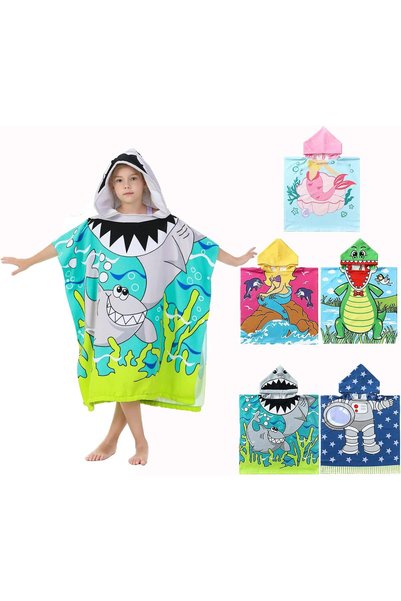 Generic Kids Beach Hooded Towel, 60x120cm Soft Cotton Terry Hooded Towel Wrap...
