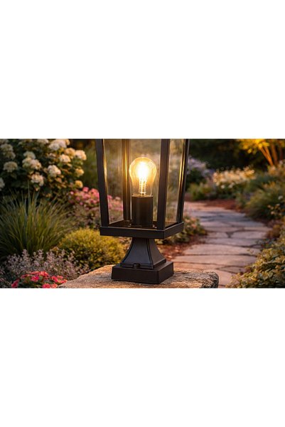 Generic Brand Glass lantern with a black cover
