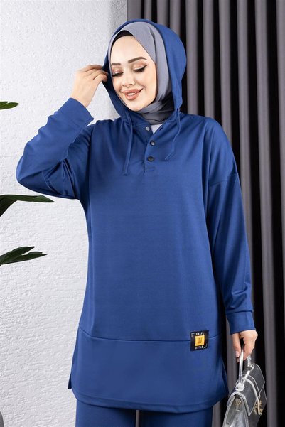 Mestore Snap-Fastened Sports Set INDIGO