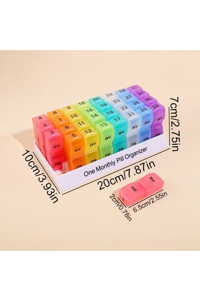 Choice 31 days Monthly Pill Organizer 31 Days Am Pm Pill Box, Rainbow Detacha...