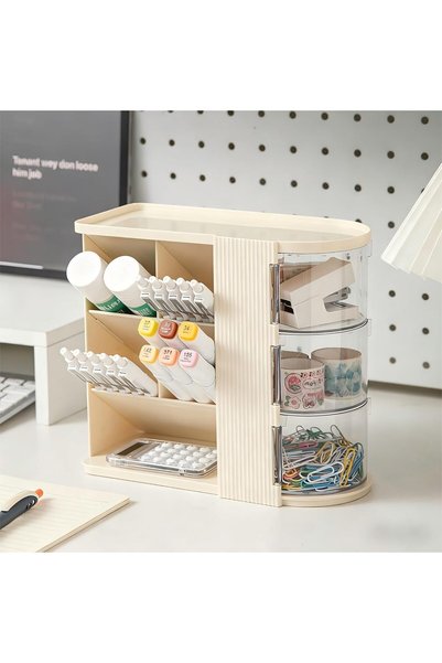 Generic Multifunctional Rotating Desktop Organizer with Slanted Pen Holder an...