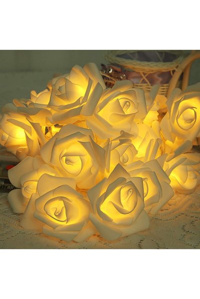 Generic LED Rose Flower String Lights – 9.8ft 20 Artificial Flower Garland Ba...