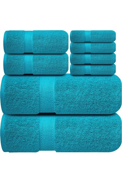 Generic Premium Bath Towels Set - [Pack of 8] 100% Cotton Highly Absorbent 2 ...