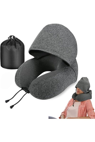 Generic Neck Pillow for Travel, Memory Foam Travel Pillow with Hood, Adult Ai...