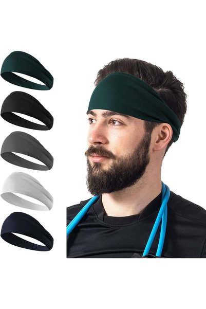 Generic 5 Pack Sports Headbands for Men and Women, Moisture-Wicking Sweatband...