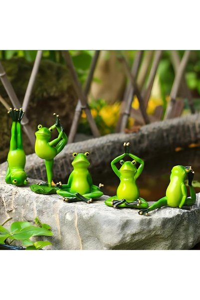 Generic Garden Decor Frog 5pcs Simulation Animal Yoga Frog Resin Cute Cartoon...
