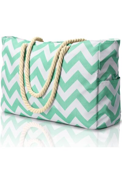 Generic Beach Bags for Women, Large Waterproof Beach Tote Bag with Zipper Bea...