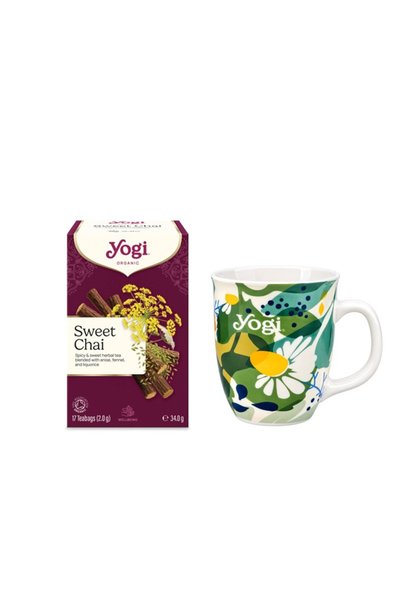 Yogi Tea Pachet Ceai bio Dulce, 17 pliculete 34g si Cana de portelan pentru c...