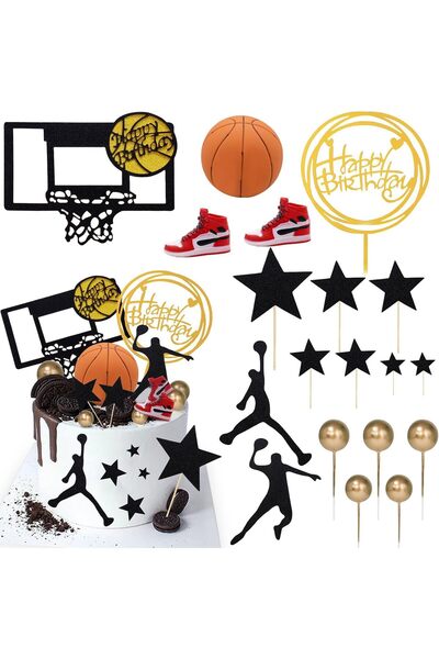 Generic Basketball Cake Toppers, 17pcs Sport Theme Cake Decorations for Birth...