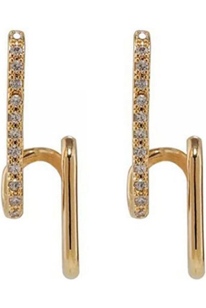 Generic Latest Stylish Gold Plated Crystal Stud Earrings for Women and Girls