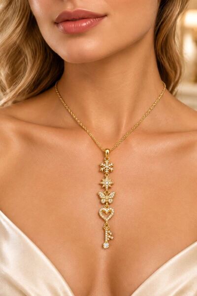 Monalisa Home Gold-Colored Charm Dangle Steel Necklace