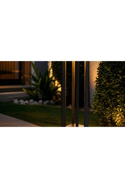 Generic Brand Outdoor Square Hollow Garden Column Black Color Lighting Yellow...