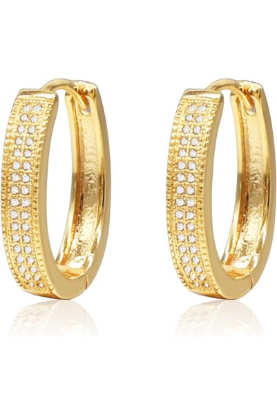 Generic 032 18K Gold Plated Small Oval Earrings for Women (23mm)