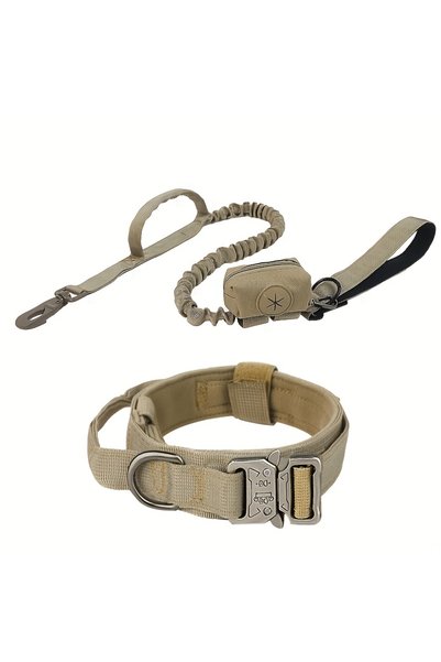 Choice طوق كلاب تكتيكي XL QY-KHAKI، طوق كلاب عسكري قابل للتعديل مصنوع من النا...