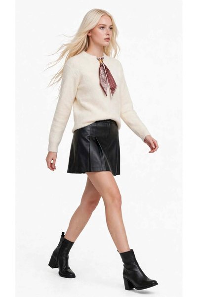 Freeista Women's Scarf-Detail Oversized Sweater