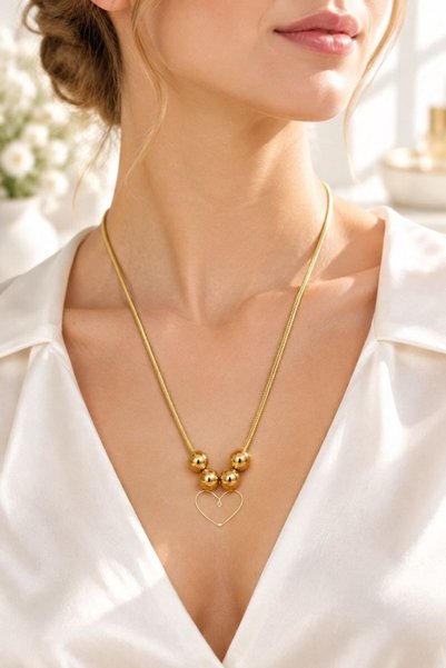 Monalisa Home Gold-Colored Four-Bead Steel Necklace