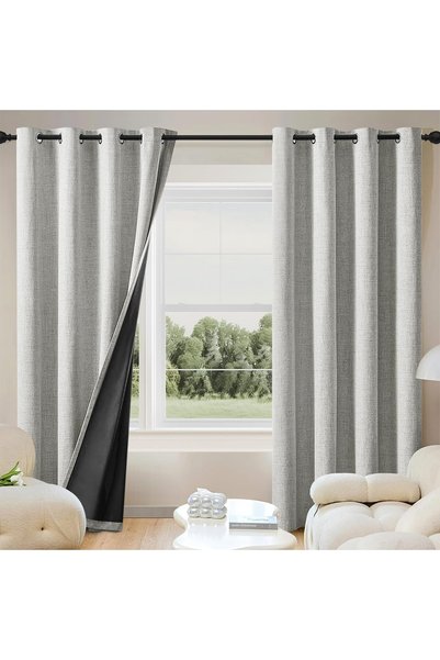 Generic Natural Linen Blackout Curtains for Bedroom,TIKHOME 100% Blackout The...