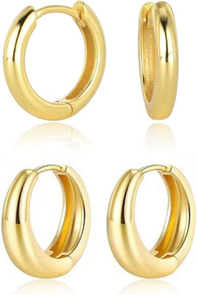 Generic Small Hoop Earrings for Women 18K Gold Plated Hoop Huggie Earrings fo...