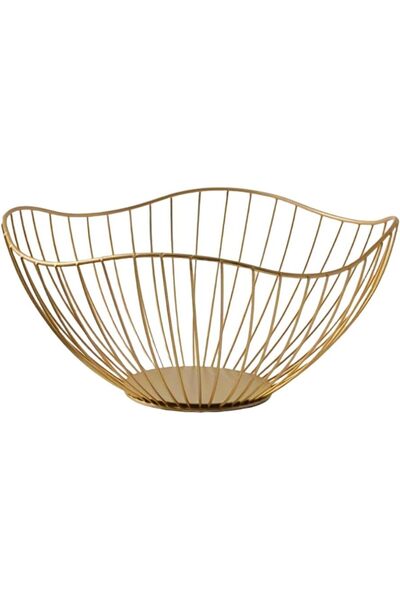 Generic Wire Fruit Basket Gold Fruit Bowl for Kitchen Counter Wave Fruit Bask...