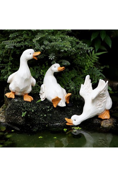 Generic Duck Yard Decorations Outdoor Ornaments Set of 3, Resin Goose Sculptu...