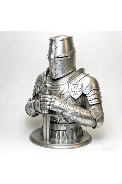 Choice A Battle-Hardened Crusader Guardian, Stoic Templar Knight Bust Religio...