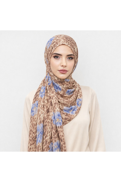 Moda Çizgi شال جاهز بتصميم زهور الكراميل