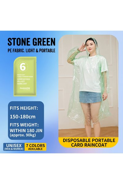 Choice green Portable Card Size Disposable Raincoat Adults Pocket Rain Poncho...