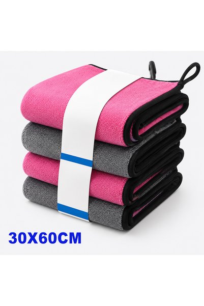 Choice 3PCS-30X60CM Thickened Coral Fleece Car Wash Towel Double Sided Microf...