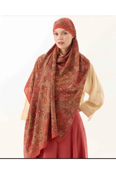 Gül Eşarp İpekhan Seren Natural Fiber Modal Tensel Ethnic Patterned Shawl