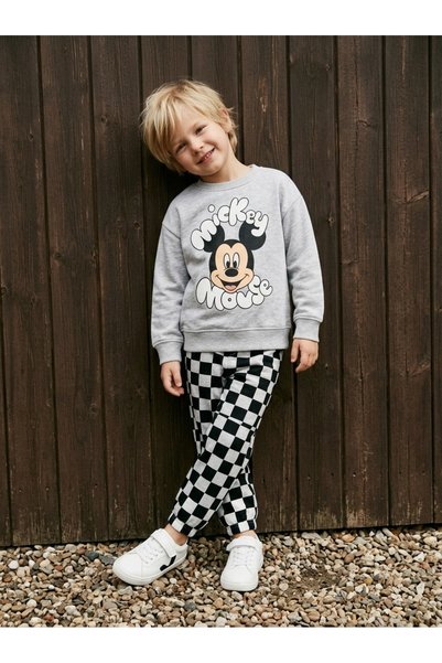 Booni Jooni Mickey Mouse-Printed Checked Sweatsuit