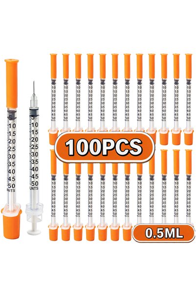 Choice 100PCS-0.5ml-8mm 100PCS 1ml/0.5ml 8mm Disposable Insulin Syringe Needl...