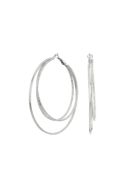 Generic Smooth and Textured Wire Silver Hoop Earrings