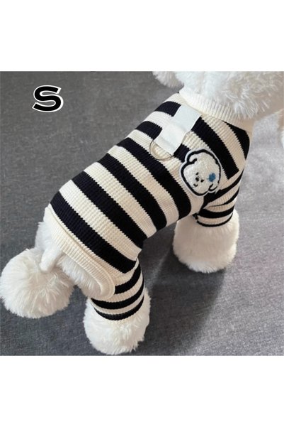 Choice Black-S Cute Soft Cotton Striped Dog Jumpsuit Breathable Four Legs Pet...