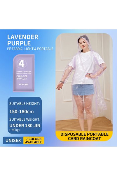 Choice purple Portable Card Size Disposable Raincoat Adults Pocket Rain Ponch...