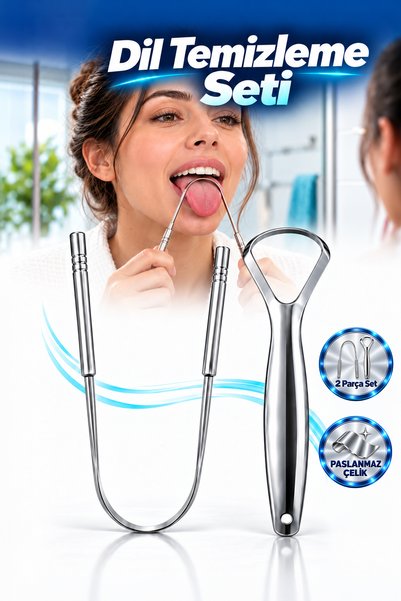Meleni Home منظف اللسان - أداة لتنظيف اللسان مصنوعة من الفولاذ المقاوم للصدأ،...