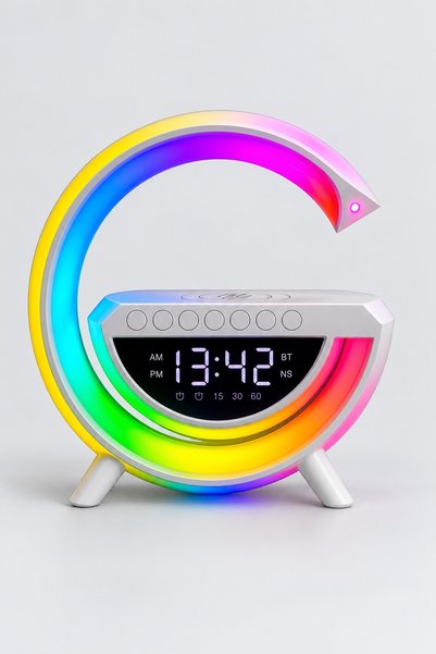BLACK Încărcător wireless cu difuzor RGB 5 în 1 BLACK, 15 W