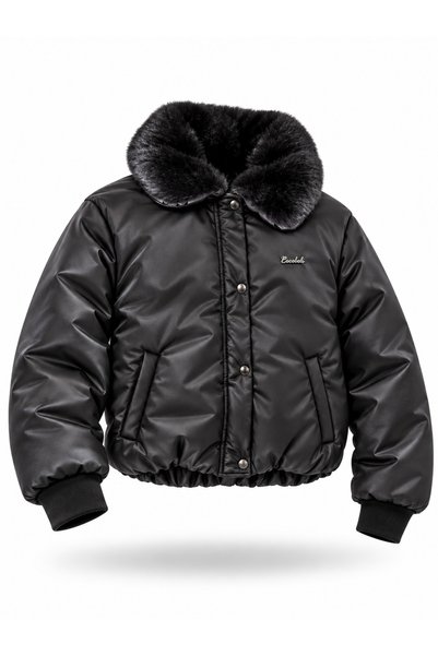Escabel Girls' Fur-Trimmed Coat, Ages 9–14, Black