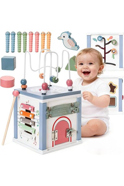 Generic 7in1 Montessori Toys for Babies | Montessori Toy with Bead Maze, Shap...