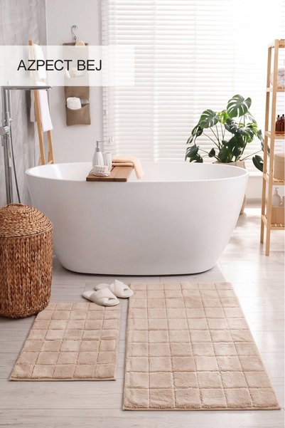 İyi Geceler İstanbul AZPECT Beige 2-Piece Bath Mat Set
