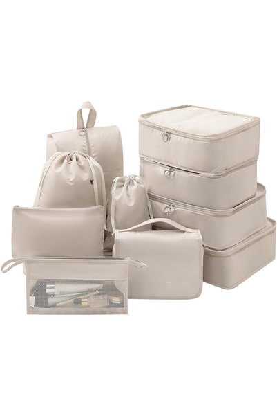 Tazweeq 10-Piece Packing Cubes Set - Lightweight Luggage Organizers with Comp...