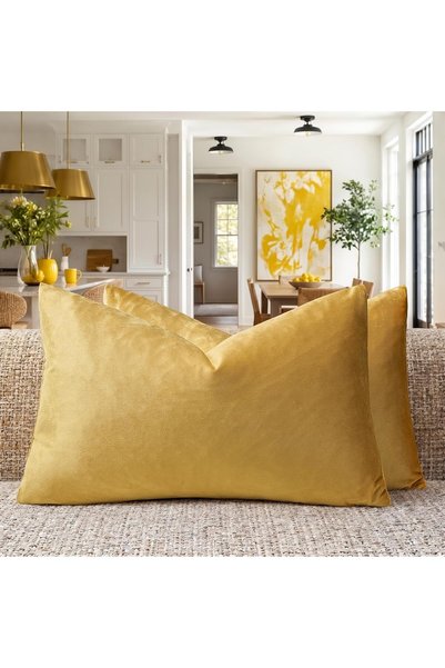 Generic Yellow Pillow Covers 12x20 Decorative Pillows Pack of 2