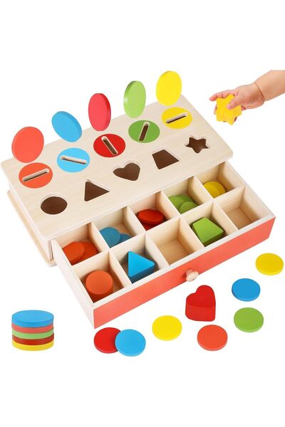 Generic Wooden Color Shape Sorting Matching Toys, Shape Sorters for Toddlers,...