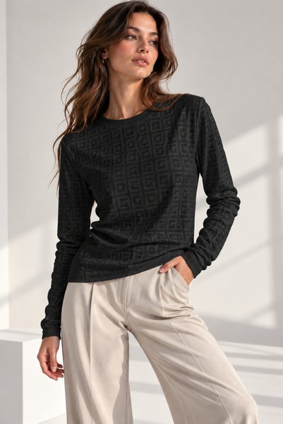 Machetta Unisex Long-Sleeve Blouse with Geometric Print