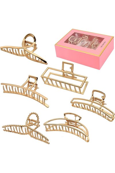 Generic 6-Pack Large Metal Hair Claw Clips – 4-Inch Strong Hold Silver Claw C...